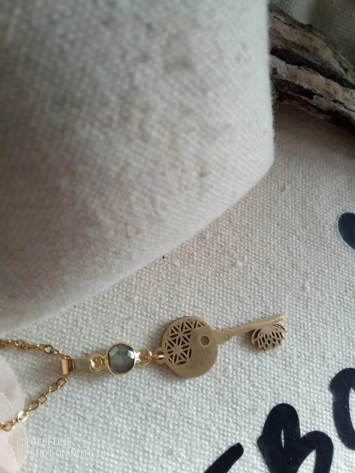 Collar con llave zen de loto yin yang y labradorita natural – photo 4
